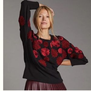 NWT anthropologie embroidered floral sweatshirt